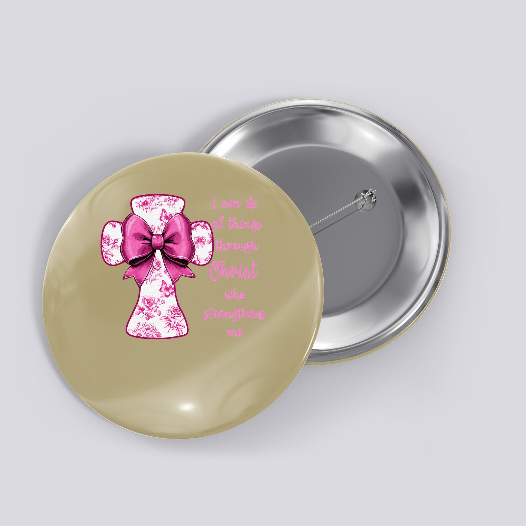 I Can Do All Things Through Christ Toile Cross And Bow Button