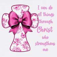 I Can Do All Things Through Christ Toile Cross And Bow Garment-Dyed Sweatshirt