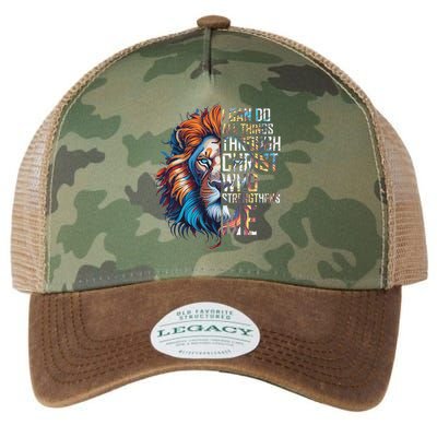 I Can Do All Things Through Christ Lion Faith Religious Legacy Tie Dye Trucker Hat
