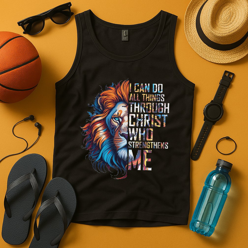 I Can Do All Things Through Christ Lion Faith Religious Tank Top