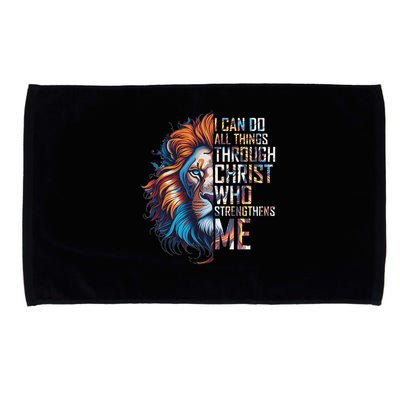 I Can Do All Things Through Christ Lion Faith Religious Microfiber Hand Towel