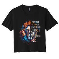I Can Do All Things Through Christ Lion Faith Religious Women's Crop Top Tee