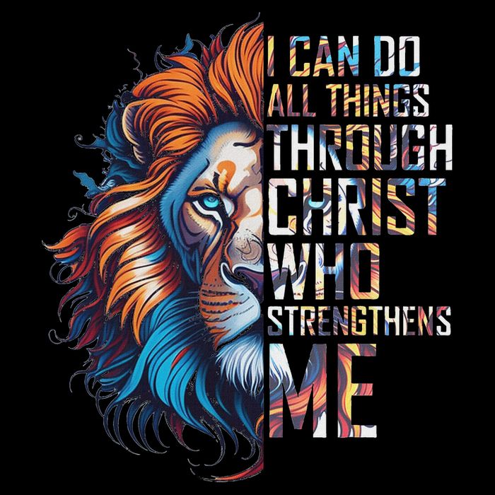 I Can Do All Things Through Christ Lion Faith Religious Cropped Pullover Crew