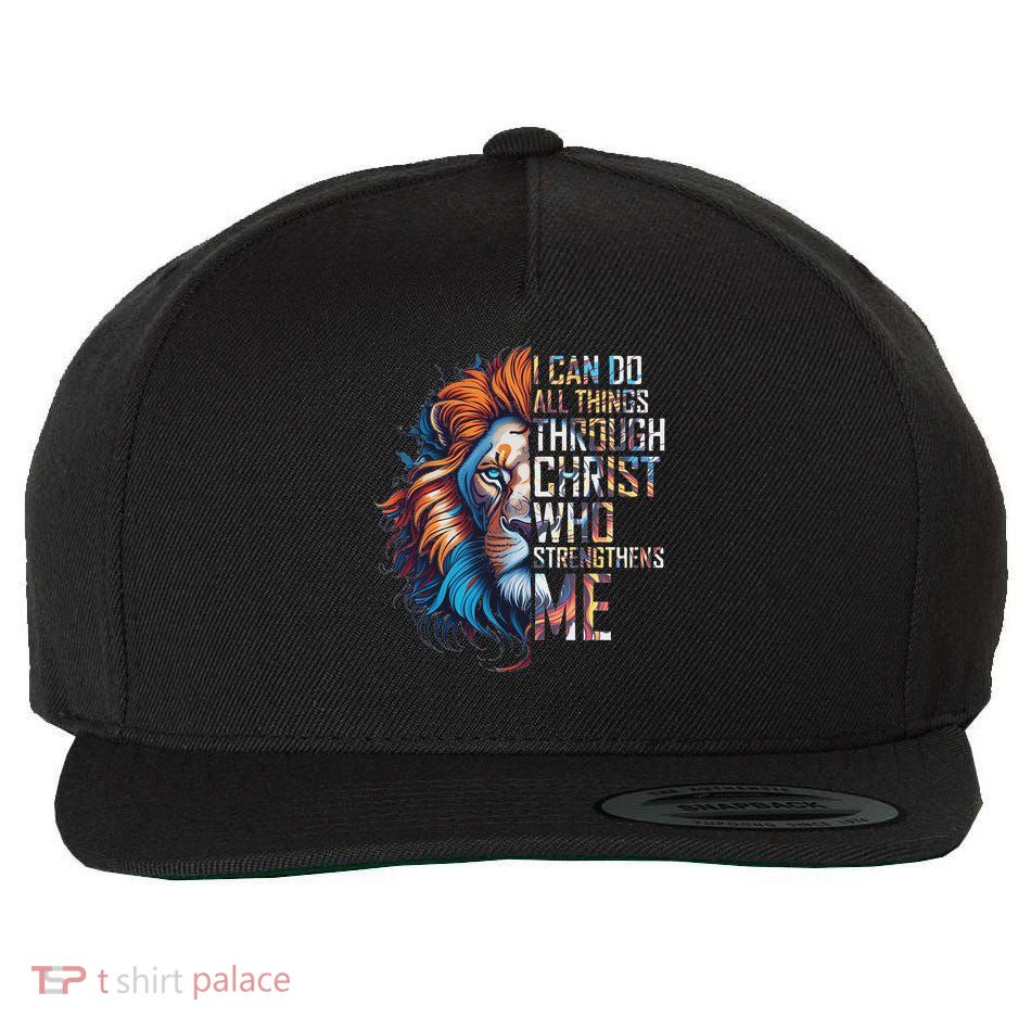 I Can Do All Things Through Christ Lion Faith Religious Wool Snapback Cap