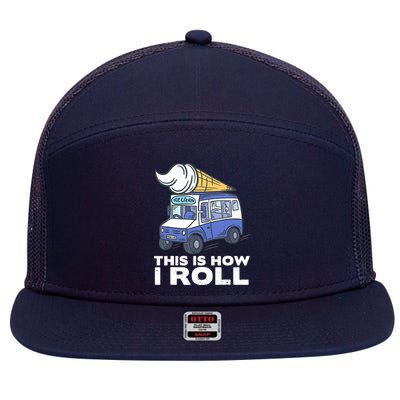 Ice Cream Design, Funny Ice Cream Gifts, Ice Cream Lover 7 Panel Mesh Trucker Snapback Hat