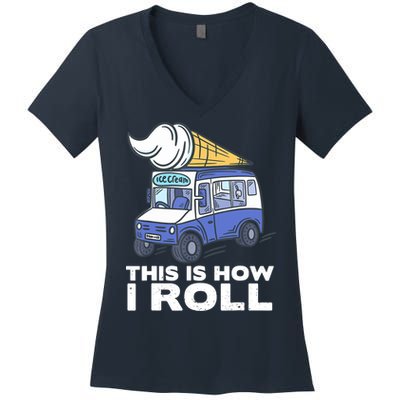 Ice Cream Design, Funny Ice Cream Gifts, Ice Cream Lover Women's V-Neck T-Shirt