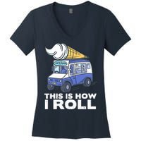 Ice Cream Design, Funny Ice Cream Gifts, Ice Cream Lover Women's V-Neck T-Shirt