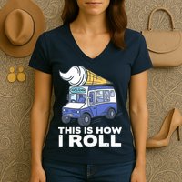 Ice Cream Design, Funny Ice Cream Gifts, Ice Cream Lover Women's V-Neck T-Shirt