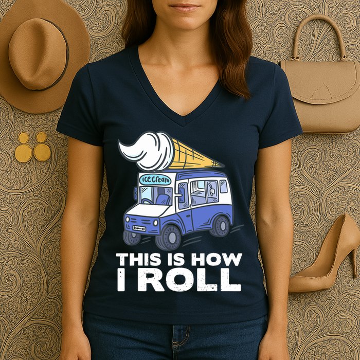 Ice Cream Design, Funny Ice Cream Gifts, Ice Cream Lover Women's V-Neck T-Shirt