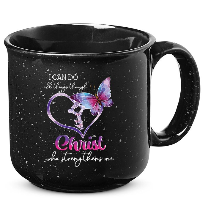 I Can Do All Things Through Christ Butterfly Art Easter Day 15oz Campfire Ceramic Mug