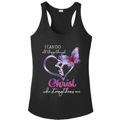 I Can Do All Things Through Christ Butterfly Art Easter Day Ladies PosiCharge Competitor Racerback Tank