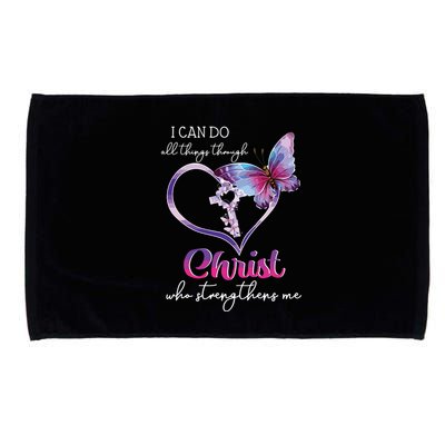 I Can Do All Things Through Christ Butterfly Art Easter Day Microfiber Hand Towel