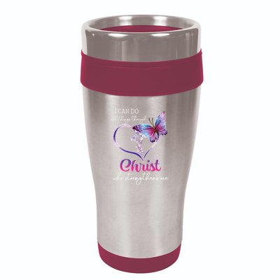 I Can Do All Things Through Christ Butterfly Art Easter Day 16oz Travel Tumbler