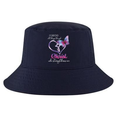 I Can Do All Things Through Christ Butterfly Art Easter Day Cool Comfort Performance Bucket Hat
