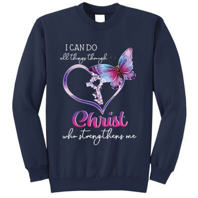 I Can Do All Things Through Christ Butterfly Art Easter Day Sweatshirt