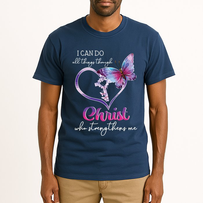 I Can Do All Things Through Christ Butterfly Art Easter Day Tall T-Shirt