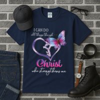 I Can Do All Things Through Christ Butterfly Art Easter Day Tall T-Shirt