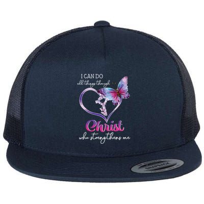 I Can Do All Things Through Christ Butterfly Art Easter Day Flatbill Hat