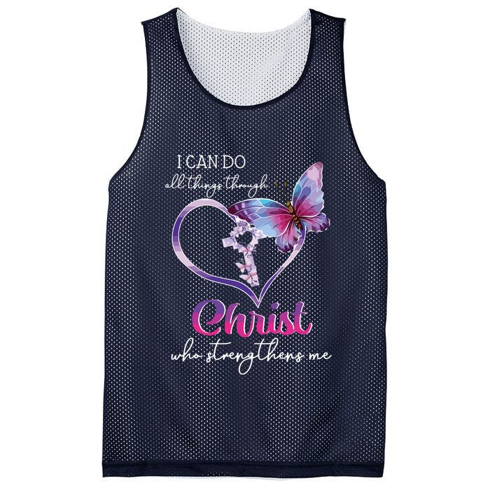 I Can Do All Things Through Christ Butterfly Art Easter Day Mesh Reversible Basketball Jersey Tank