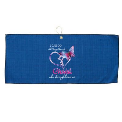 I Can Do All Things Through Christ Butterfly Art Easter Day Large Microfiber Waffle Golf Towel