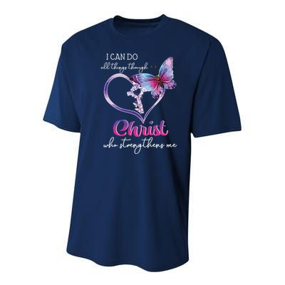 I Can Do All Things Through Christ Butterfly Art Easter Day Youth Performance Sprint T-Shirt
