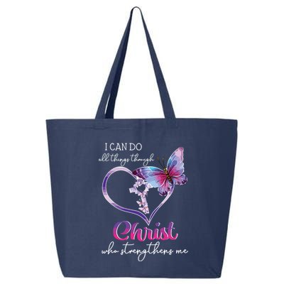 I Can Do All Things Through Christ Butterfly Art Easter Day 25L Jumbo Tote