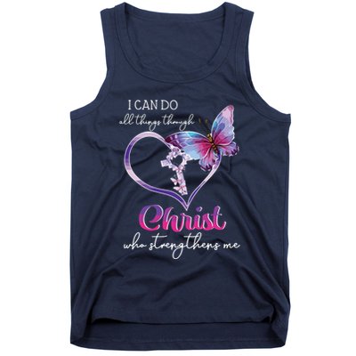 I Can Do All Things Through Christ Butterfly Art Easter Day Tank Top