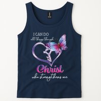 I Can Do All Things Through Christ Butterfly Art Easter Day Tank Top
