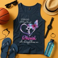 I Can Do All Things Through Christ Butterfly Art Easter Day Tank Top