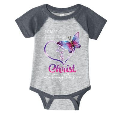 I Can Do All Things Through Christ Butterfly Art Easter Day Infant Baby Jersey Bodysuit