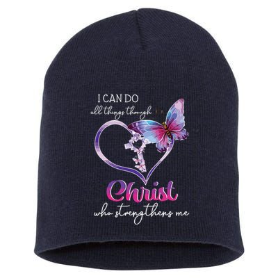 I Can Do All Things Through Christ Butterfly Art Easter Day Short Acrylic Beanie
