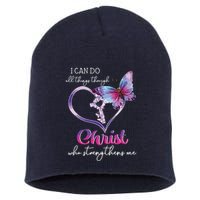 I Can Do All Things Through Christ Butterfly Art Easter Day Short Acrylic Beanie