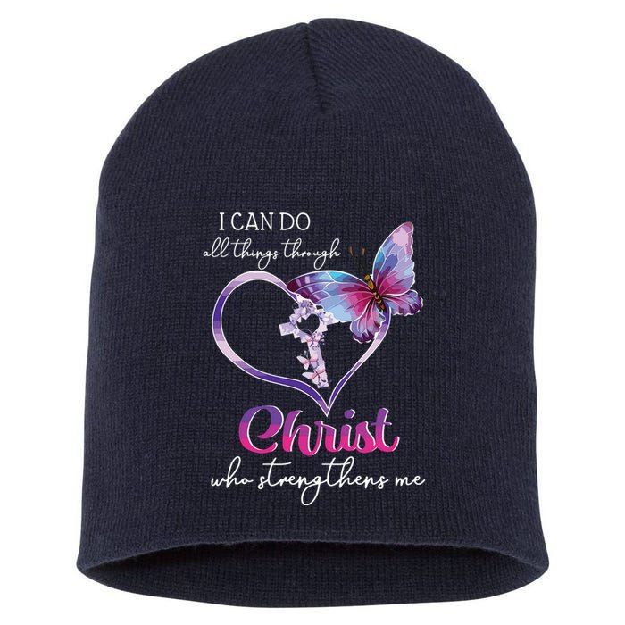 I Can Do All Things Through Christ Butterfly Art Easter Day Short Acrylic Beanie