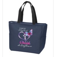 I Can Do All Things Through Christ Butterfly Art Easter Day Zip Tote Bag