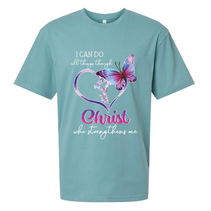 I Can Do All Things Through Christ Butterfly Art Easter Day Sueded Cloud Jersey T-Shirt