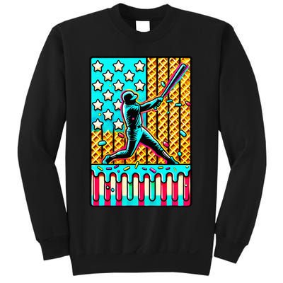 Ice Cream Drip Baseball Stuff Drip For American Flag Sweatshirt