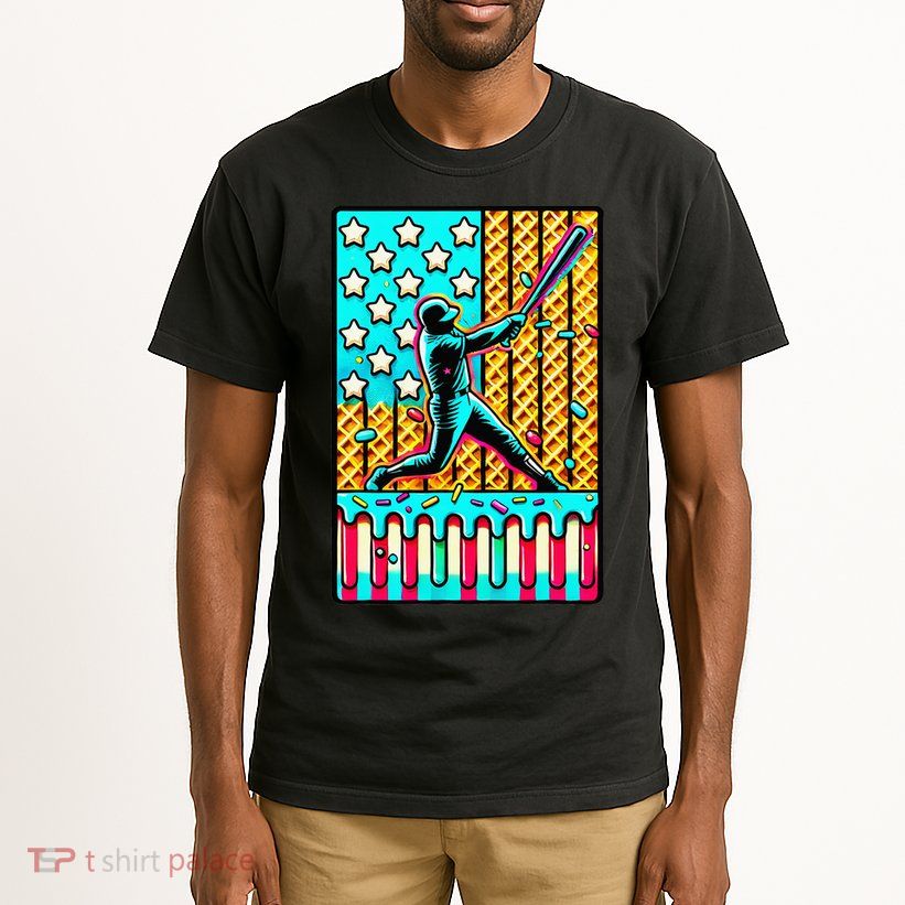 Ice Cream Drip Baseball Stuff Drip For American Flag Tall T-Shirt