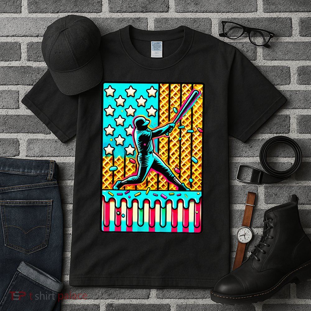 Ice Cream Drip Baseball Stuff Drip For American Flag Tall T-Shirt
