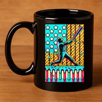 Ice Cream Drip Baseball Stuff Drip For American Flag 11oz C Handle Ceramic Mug