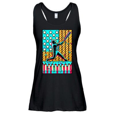 Ice Cream Drip Baseball Stuff Drip For American Flag Ladies Essential Flowy Tank