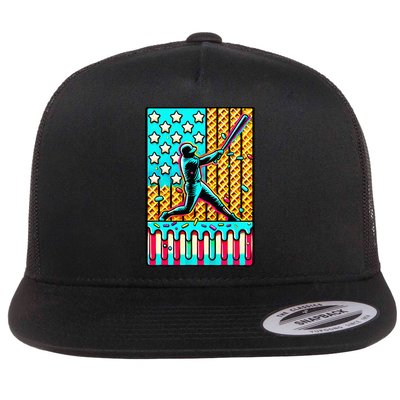 Ice Cream Drip Baseball Stuff Drip For American Flag Flatbill Hat
