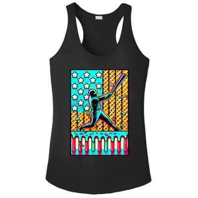Ice Cream Drip Baseball Stuff Drip For American Flag Ladies PosiCharge Competitor Racerback Tank