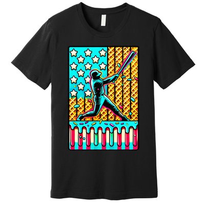 Ice Cream Drip Baseball Stuff Drip For American Flag Premium T-Shirt