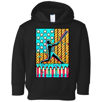 Ice Cream Drip Baseball Stuff Drip For American Flag Toddler Hoodie