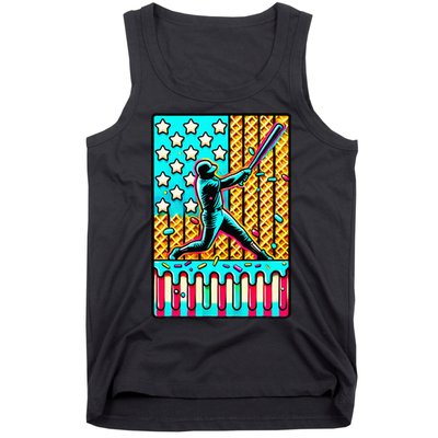 Ice Cream Drip Baseball Stuff Drip For American Flag Tank Top
