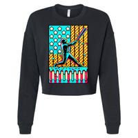 Ice Cream Drip Baseball Stuff Drip For American Flag Cropped Pullover Crew