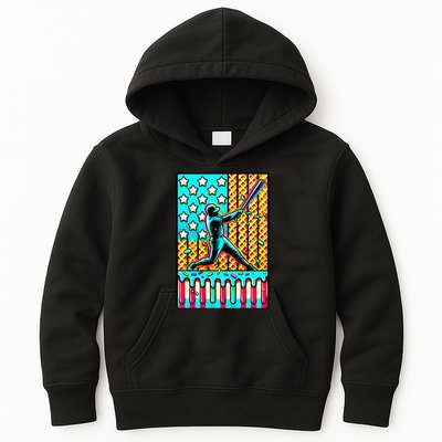 Ice Cream Drip Baseball Stuff Drip For American Flag Kids Hoodie