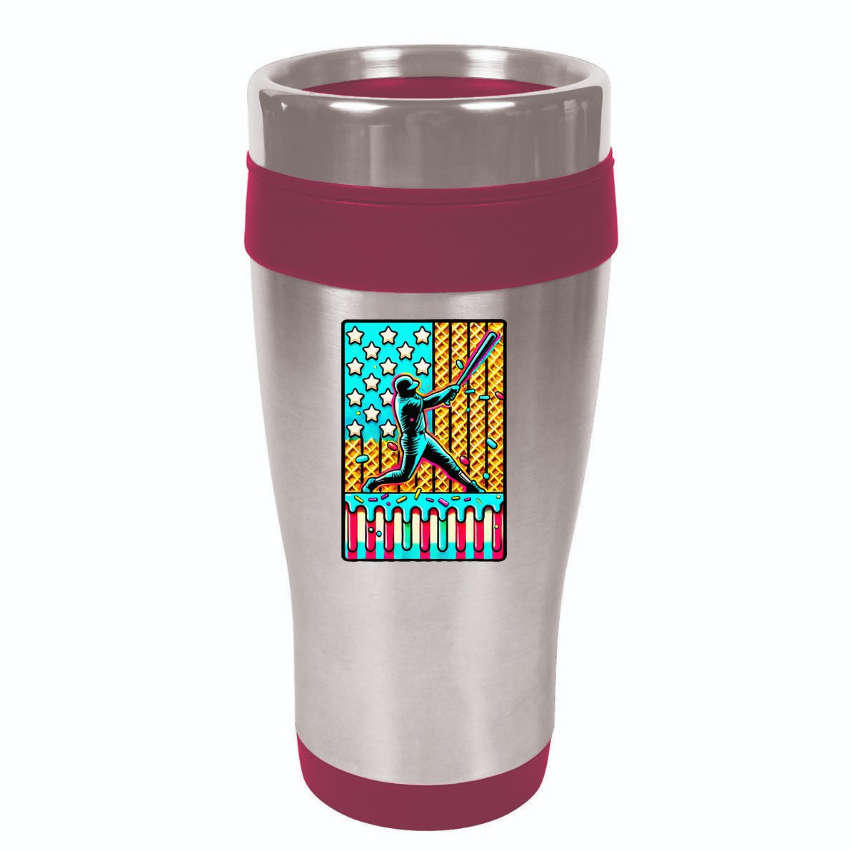 Ice Cream Drip Baseball Stuff Drip For American Flag 16oz Travel Tumbler