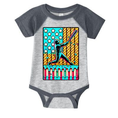 Ice Cream Drip Baseball Stuff Drip For American Flag Infant Baby Jersey Bodysuit
