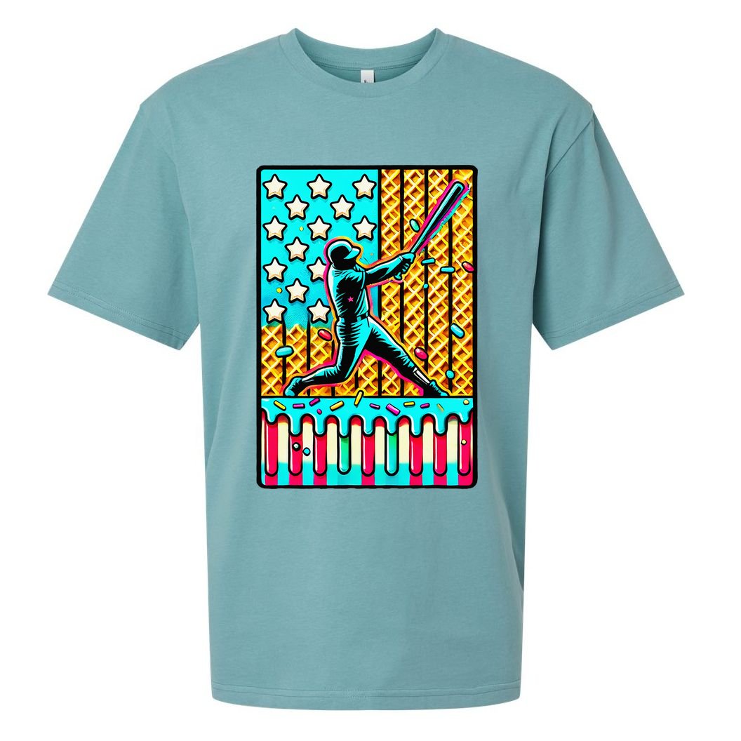 Ice Cream Drip Baseball Stuff Drip For American Flag Sueded Cloud Jersey T-Shirt